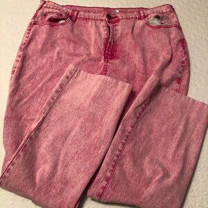 DG2 Diane Gilman Women's Plus Size 20WT Red Bootcut Stone Washed Stretch Jeans